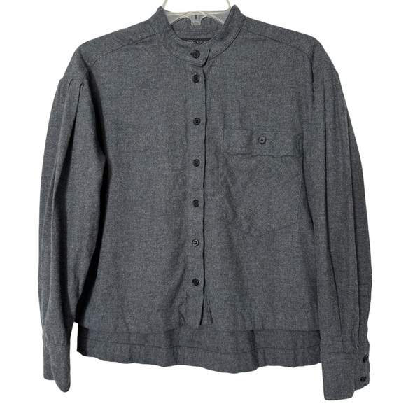 Banana Republic Tops - Banana Republic Cotton Cropped Shirt | Women’s XS | Pleated Sleeve Band Collar